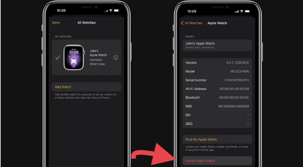 Как разорвать пару с Apple Watch